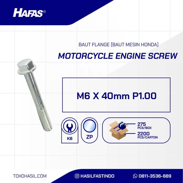 FLANGE BOLT UCP WHITE M 6 X 40 P1.00