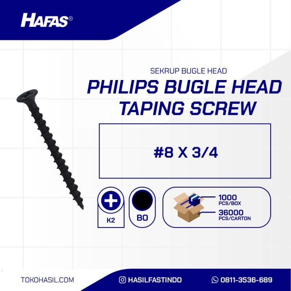 BLACK BURNED BOGGLE HEAD SCREW #8 X 3/4