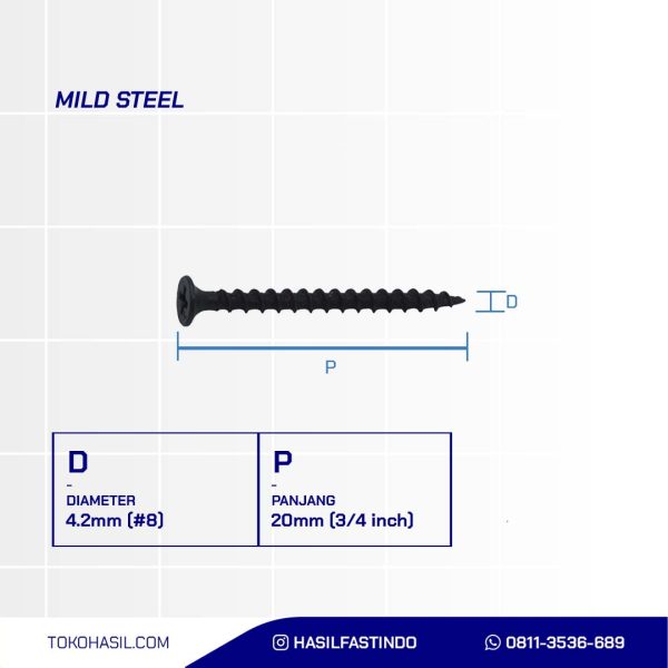 BLACK BURNED BOGGLE HEAD SCREW #8 X 3/4