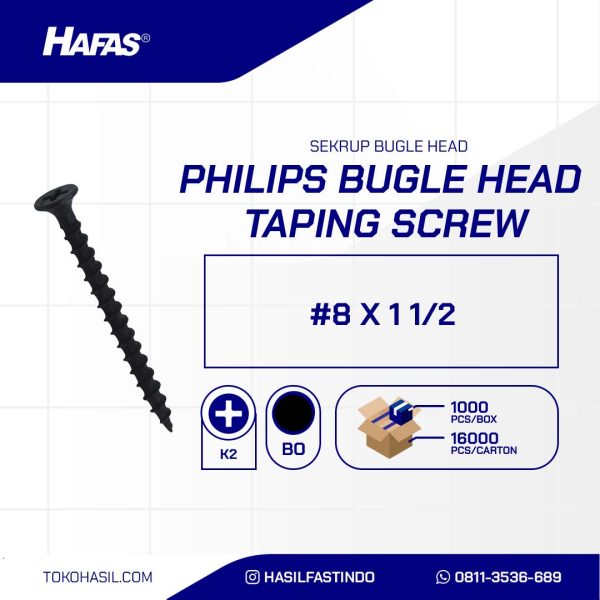BLACK BURNED BOGGLE HEAD SCREW #8 X 1 1/2