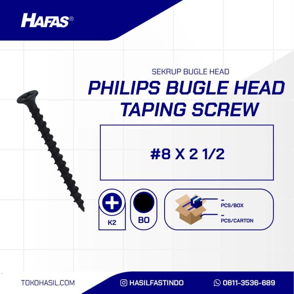 BLACK BURNED BOGGLE HEAD SCREW #8 X 2 1/2