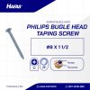 BUGGLE HEAD UCP SCREW WHITE #8 X 1 1/2