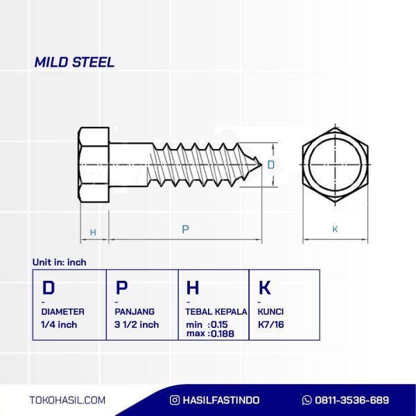 DESK SCREW / LAG SCREW WHITE UCP 1/4 X 3 1/2