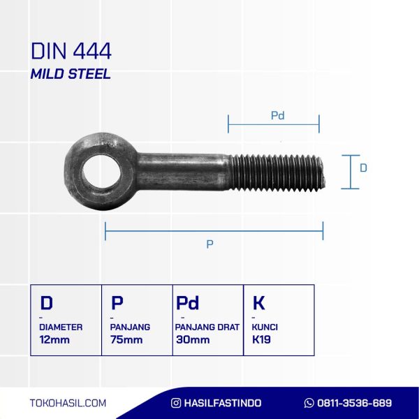 EYE BOLT M12X75X30P1.75