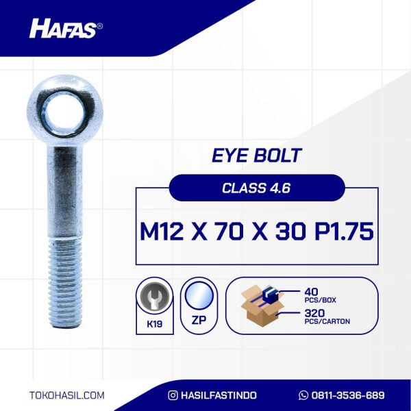 EYE BOLT UCP WHITE M12 X 70 X30 P1.75
