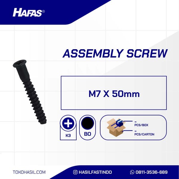 ASSEMBLY SCREW / FLAT SOCKET BLACK WOOD M7 X 50mm
