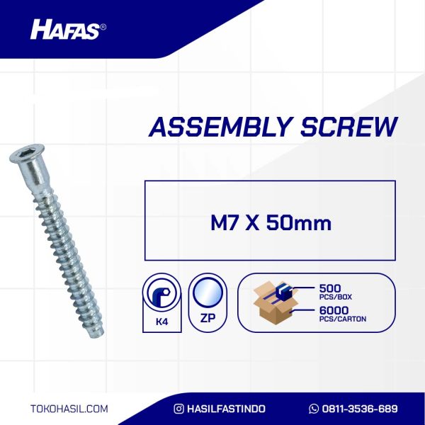 ASSEMBLY SCREW / FLAT SOCKET WOOD UCP WHITE M7 X 50mm