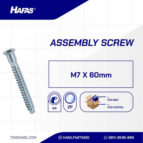 ASSEMBLY SCREW / FLAT SOCKET WOOD UCP WHITE M7 X 60mm
