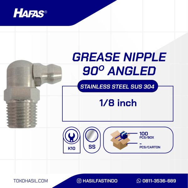 GREASE NIPPLE STAINLESS SUS 304 1/8 X 90 DEGREE