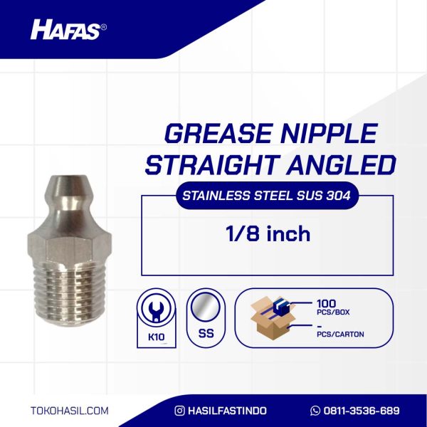 GREASE NIPPLE STAINLESS SUS 304 1/8 STRAIGHT