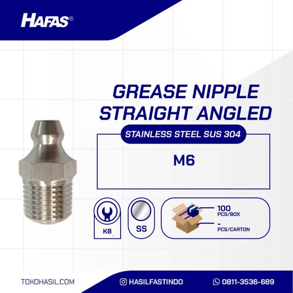 GREASE NIPPLE STAINLESS SUS 304 6 STRAIGHT