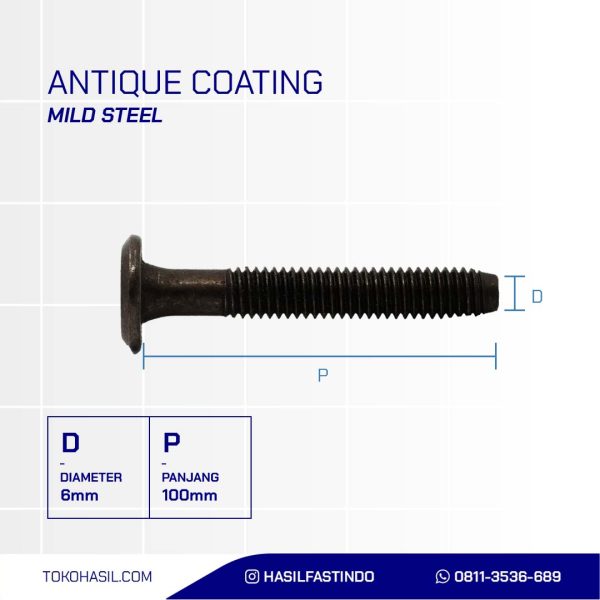 JCB-C ANTIQUE UNDER SIZE BOLT M6 X 100mm