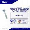 Rattan Screw Oval Head UCP White #8 X 1 1/2