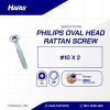 Rattan screw oval head UCP white #10 x 2