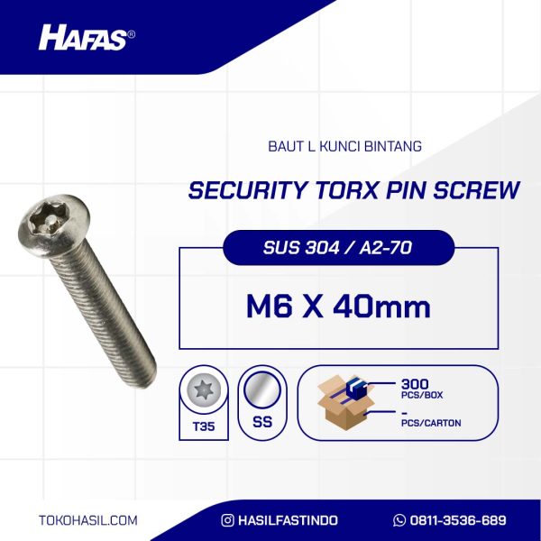 BOLT L STAR KEY STAINLESS SUS 304 RAW M6 X 40mm