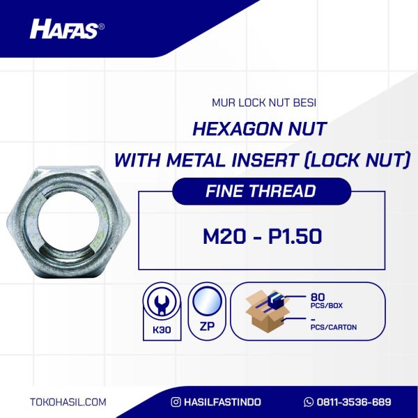 MUR LOCK NUT IRON FINE THREAD UCP WHITE M20 P1.50