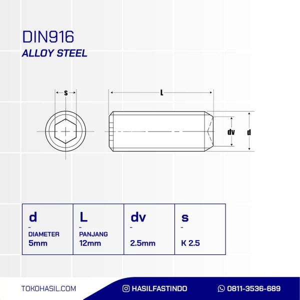 STEEL SET SCREW 12.9 M05 X 12 P0.80 BLACK OXIDE