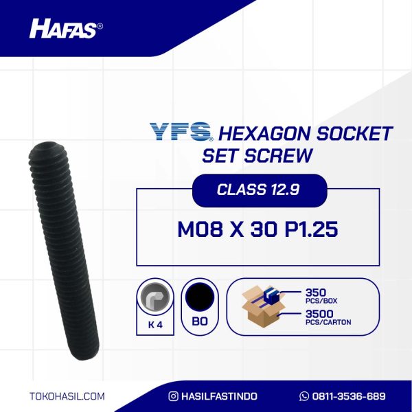STEEL STUD BOLT 12.9 M08 X 30 P1.25 BLACK OXIDE