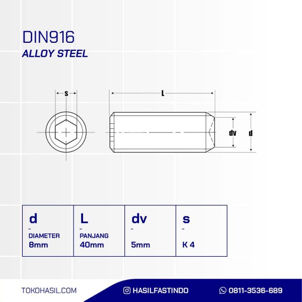 STEEL STUD BOLT 12.9 M08 X 40 P1.25 BLACK OXIDE