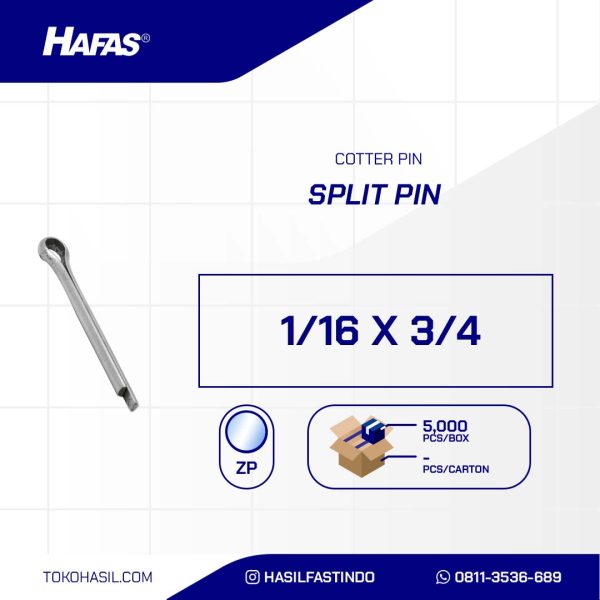 SPLIT PIN (COTTER PIN) UCP WHITE 1/16 X 3/4