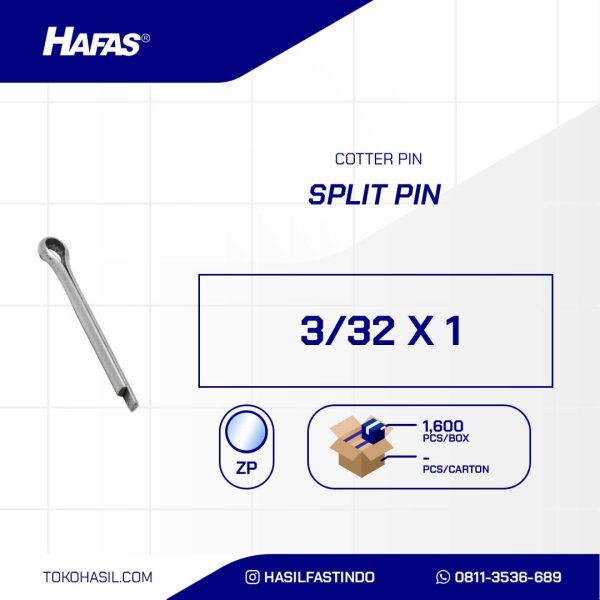 SPLEET PEN (COTTER PIN) UCP WHITE 3/32 X 1