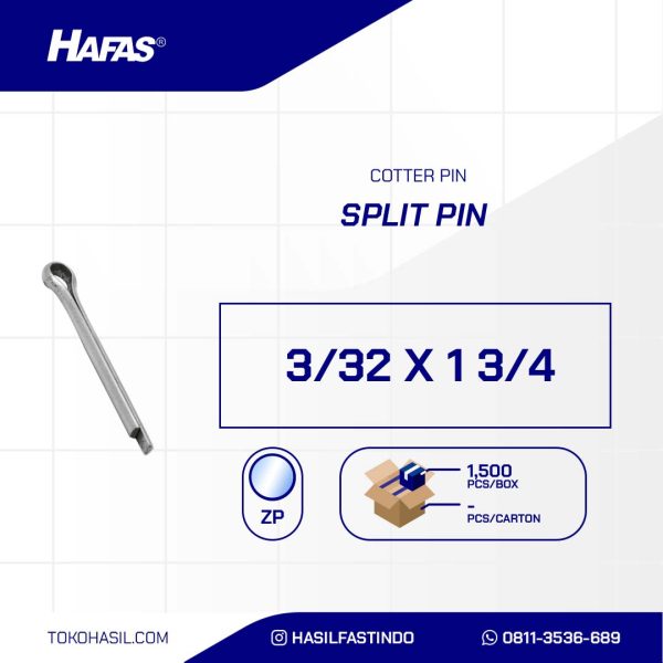 SPLIT PIN (COTTER PIN) UCP WHITE 3/32 X 1 3/4