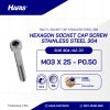 SOCKET CAP SCREW STAINLESS SUS 304 HALF THREAD M03 X 25mm P0.50