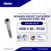 SOCKET CAP SCREW STAINLESS SUS 304 HALF THREAD M06 X 40mm P1.00
