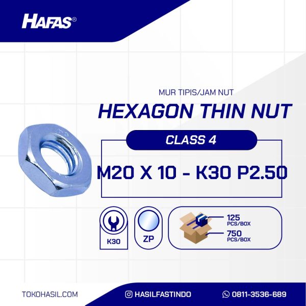 THIN NUT UCP WHITE M20 X 10 - K30 P2.50