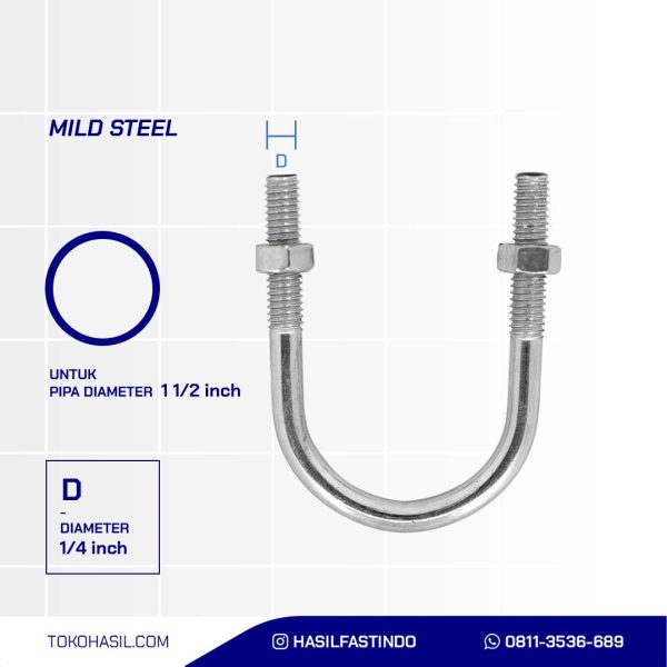 PIPE CLAMP AND WHITE UCP NUT 1/4 X 1 1/2