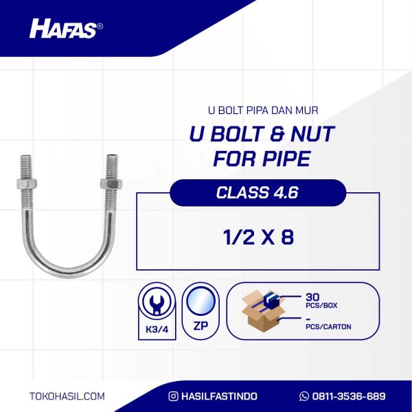 PIPE CLAMP AND WHITE UCP NUT 1/2 X 8