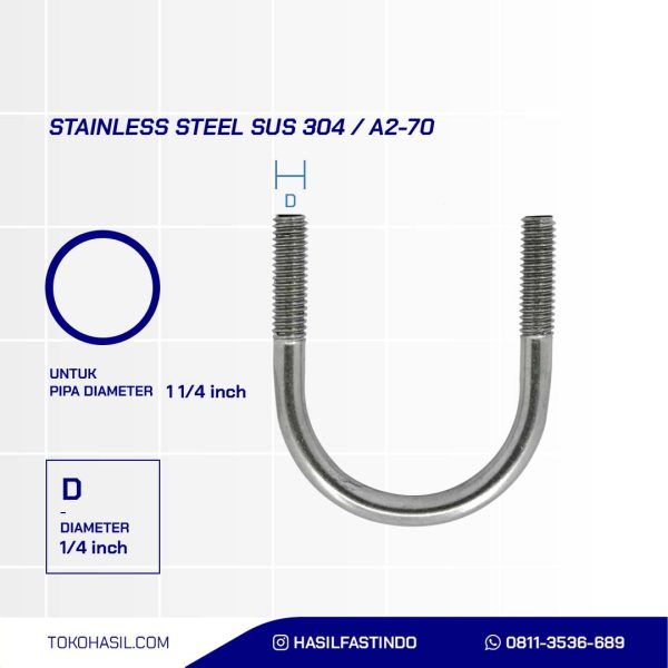 STAINLESS STEEL PIPE CLAMP SUS 304 1/4 X 1 1/4