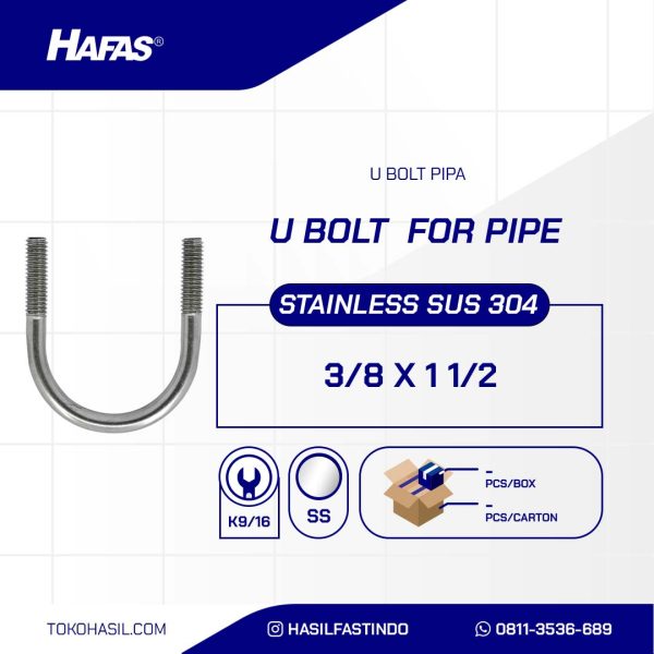 STAINLESS STEEL PIPE CLAMP SUS 304 3/8 X 1 1/2